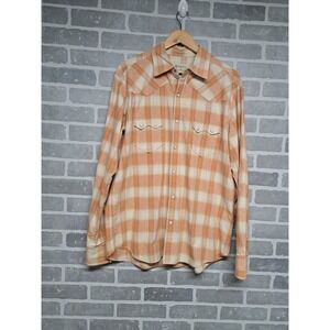 RYAN MICHAEL Mens Plaid Western Snap Button Long Sleeve Shirt Size Large